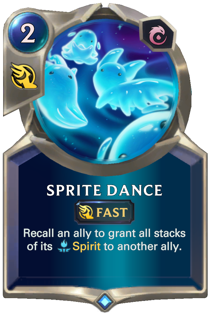 Sprite Dance. Recall an ally to grant all stacks of its Spirit to another ally.
